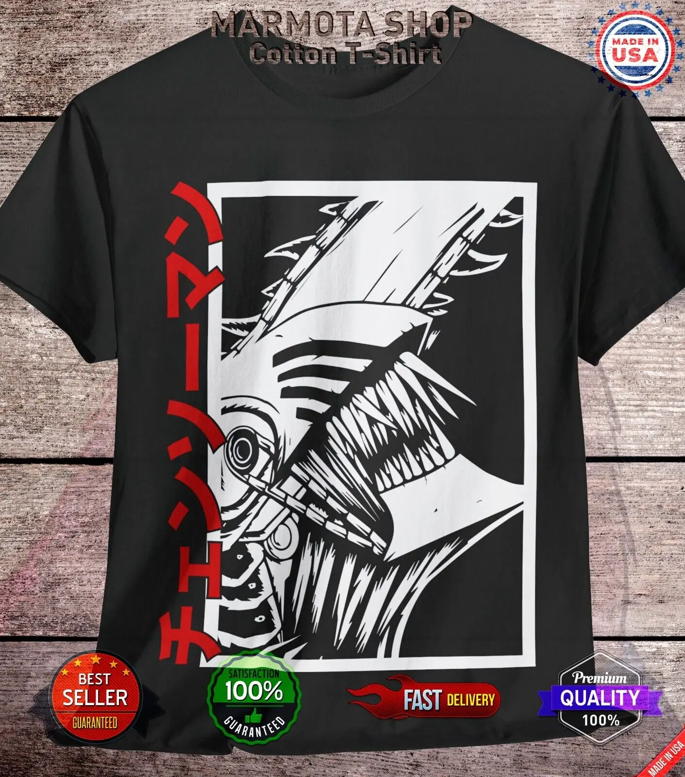 

Denji Chainsaw Man Shirt Anime Tee T-Shirt Pochita Horror Manga Otaku Makima