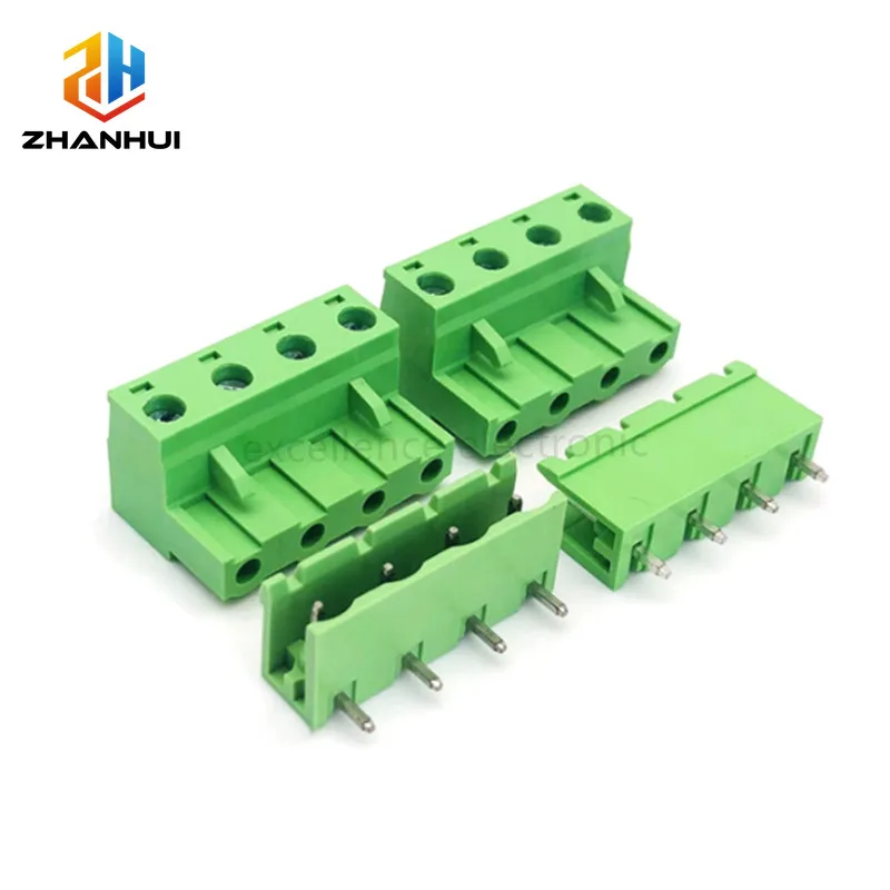 2/5 Sets 7.62mm Pitch PCB Terminal Block, 15EDG/2EDG Series Plug-in Wire Connector, Right Angle/Straight Socket, 2-8 Pin