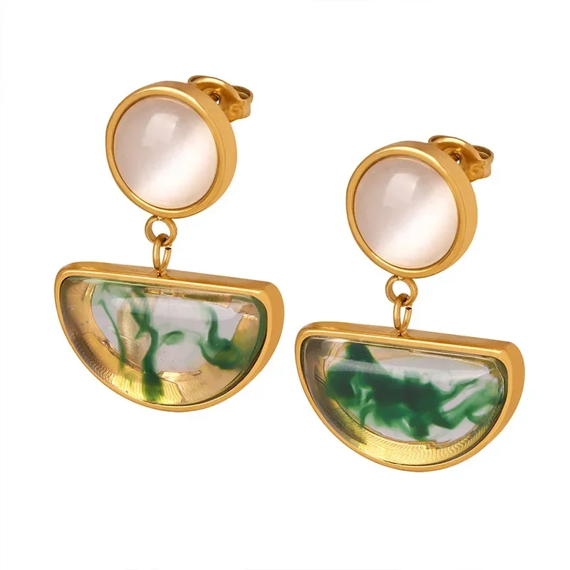 

Natural Resin Cat'S Eye Earrings Medieval Glass Gold-Plated Eardrop Ladies 2023 Gift Fashion Jewelry