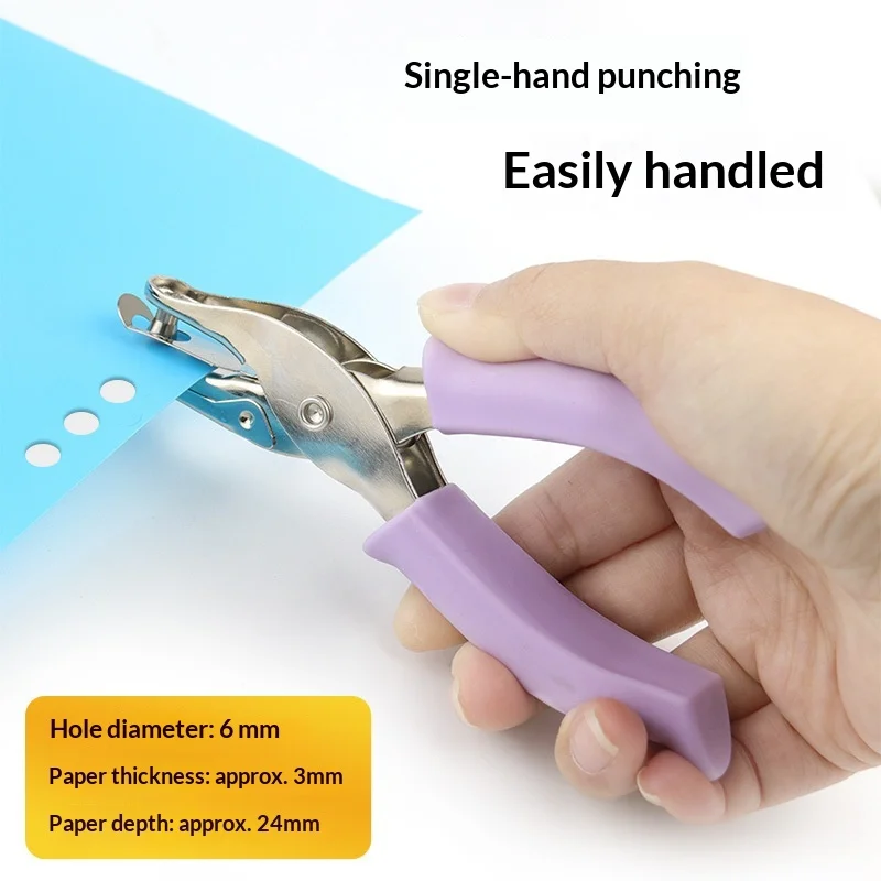 6mm Portable Round Hole Punch Pliers, Hand Puncher for Kraft Paper Card Tickets DIY Scrapbooking Office Use