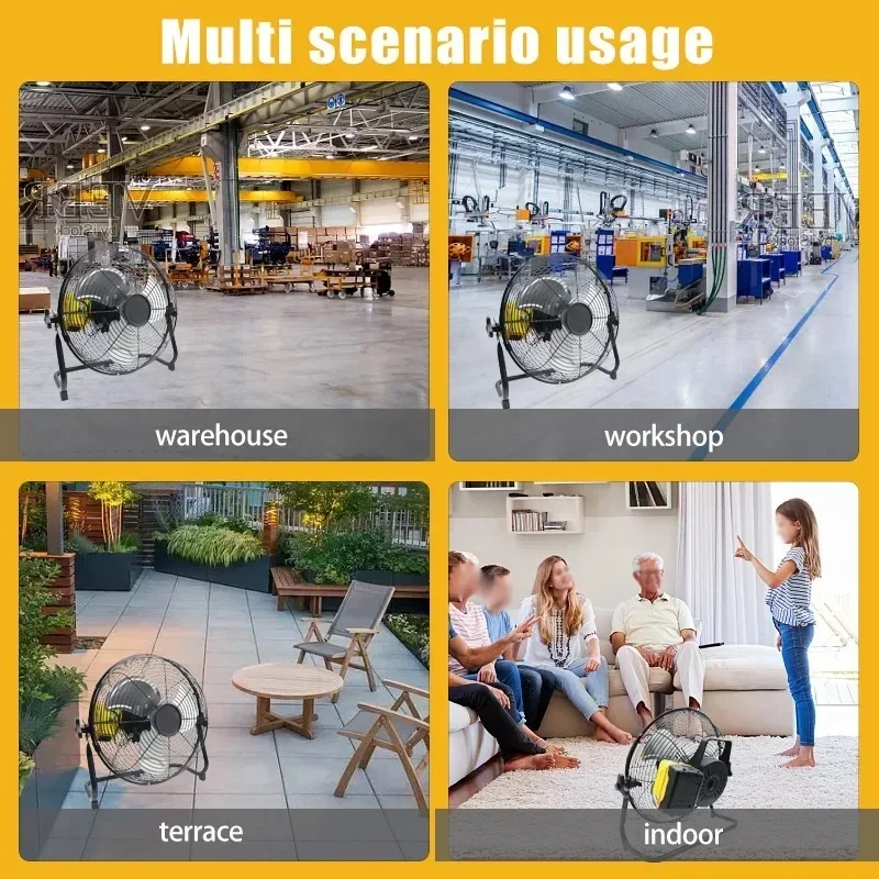 14 Inch Strong Wind Brushless Motor Floor Fan Electric Fan for Bosch for DeWalt for Makita for Milwaukee for Worx for Devon