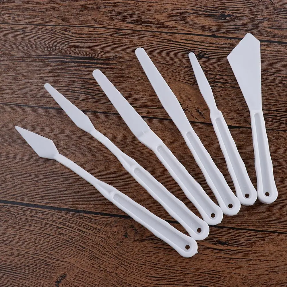 6Pcs Oil Acrylic Painting Different Styles Canvas Palette Knives Art Tools Painting Spatula Plastic