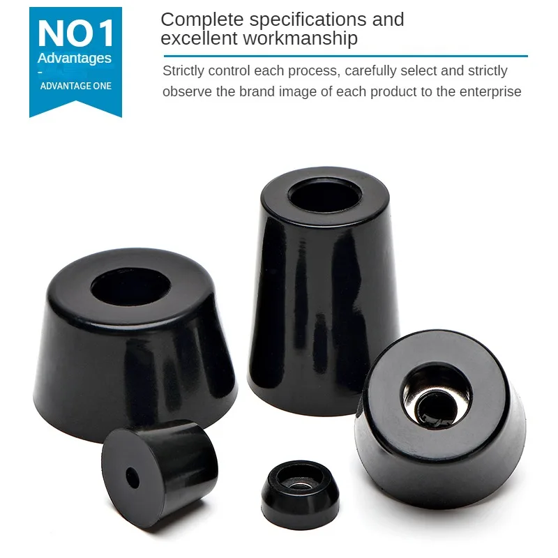 Anti Slip Furniture Feet Black Cabinets Beds Tables Chairs Conical Rubber Shock Absorbers Floor Protectors Furniture Accessories