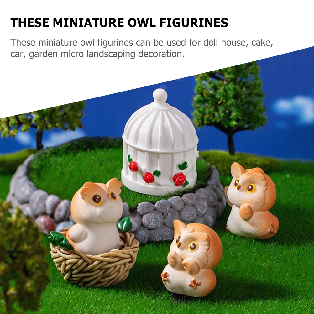 

Owl Decoration Figurines Resin Craft Miniatures Tiny Statues Adornments 1 Set 8 Pieces Home Garden Micro Landscaping Accessories