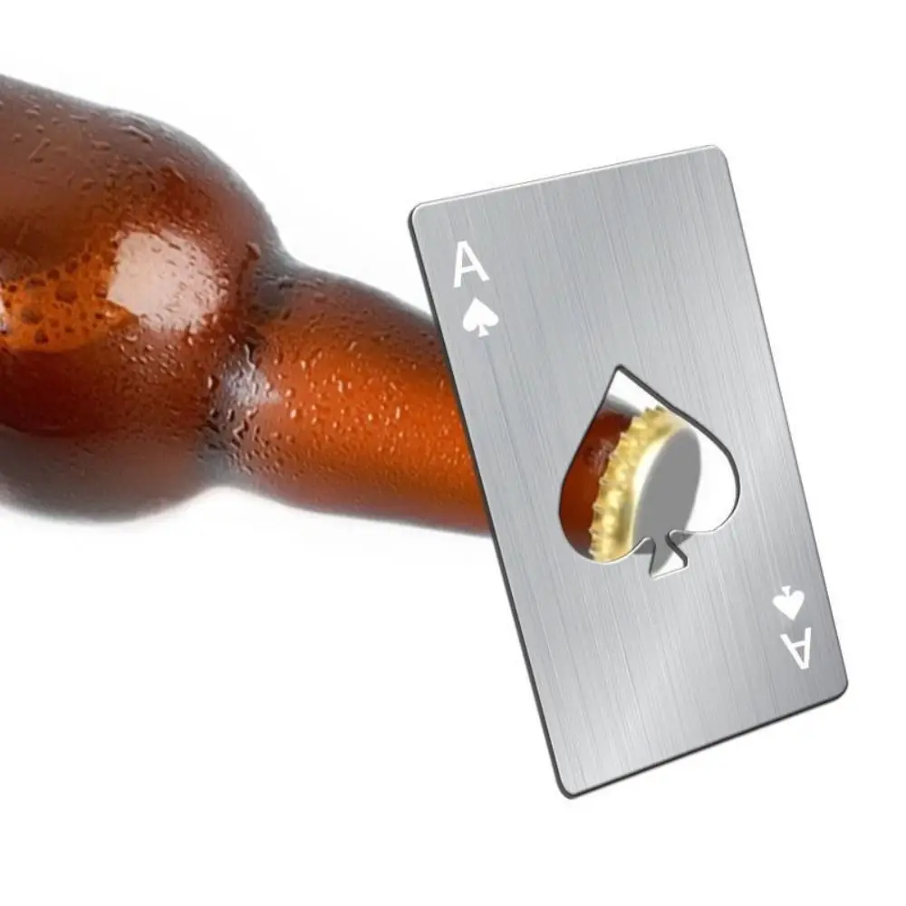 Stainless Steel Bottle Can Opener Credit Card Size Spade A Wine Metal Opening Tool Creative Silver/Black