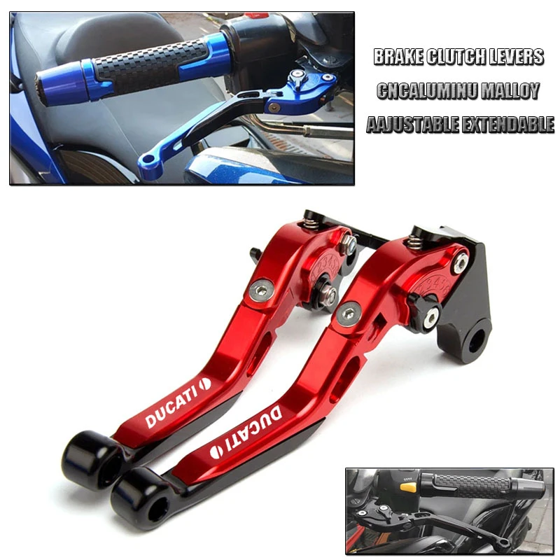 

For DUCATI MONSTER 696 796 695 620 400 Motorcycle Accessories Folding Extendable Brake Clutch Levers Handlebar Grips Ends