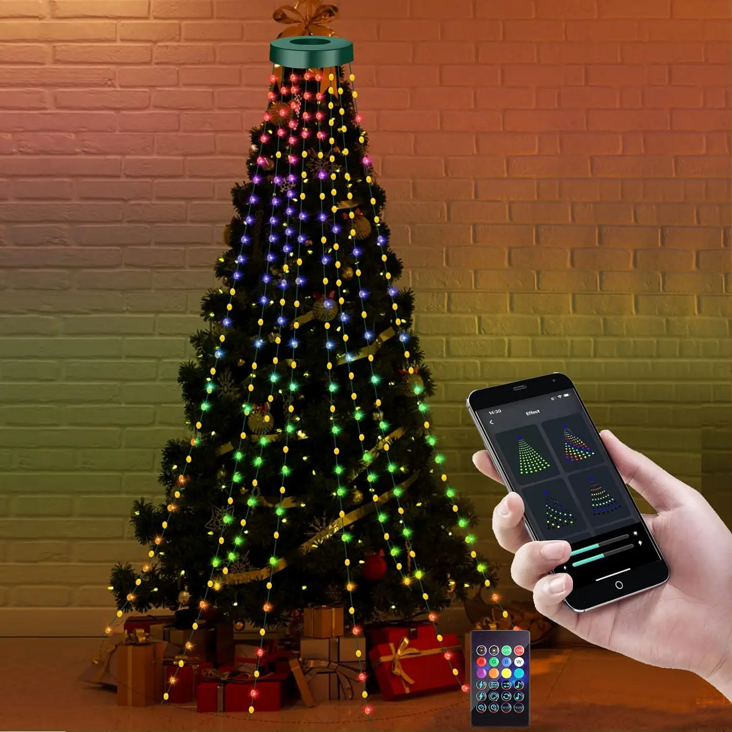 Christmas Tree Lights String 16 Lines Fairy Garland Light Strip Indoor Outdoor Xmas Tree Wedding New Year Holiday Decorations