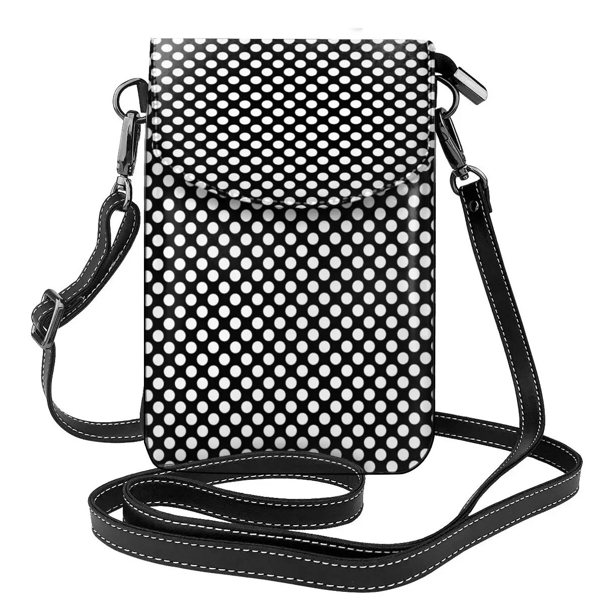 

Black And White Polka Dot Shoulder Bag Vintage Spots Print Stylish Leather Work Women Bags Woman Bulk Purse