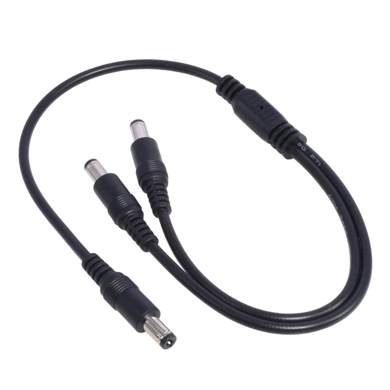 1 opakowanie Zasilanie 1 męski na 2 męskie 5,5 mm x 2,1 mm Przewód rozgałęźny zasilania przewód adaptera rozgałęźnika Y, 2-drożny kabel Y
