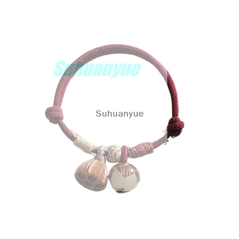 خمر بودي الخشب زهرة اللوتس سحر المنسوجة أساور مضفرة للنساء الرجال اليدوية حبل سلسلة أساور