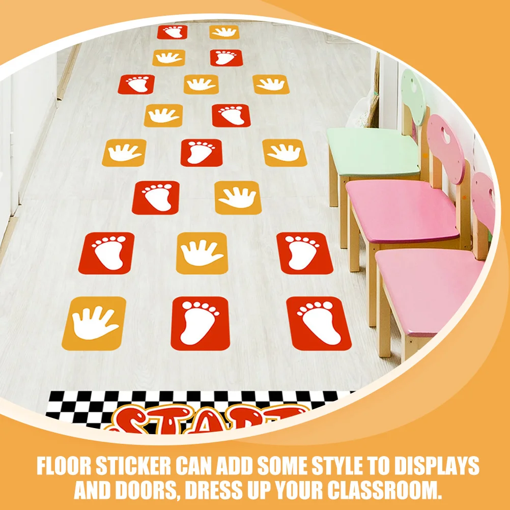 

1Set Handprint Footprint Floor Sticker PVC Durable Waterproof for Kindergarten Classroom Corridor Activity Teaching Safety