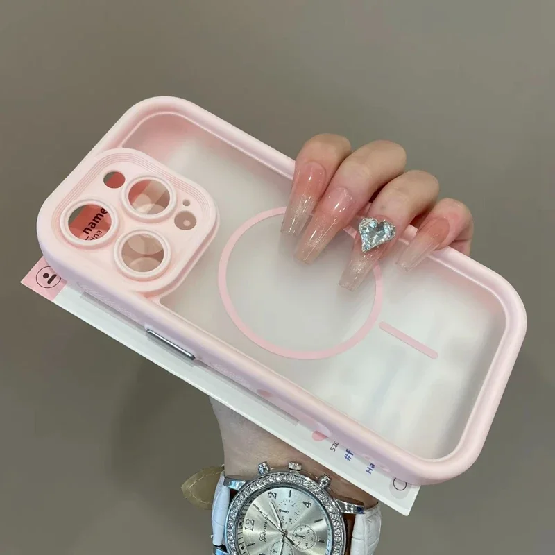 Luxury Matte Magsafe Transparent Phone Case For iPhone 17 16 15 14 13 11 12 Pro Max Plus 17 Air Magnetic Shockproof Bumper Cover - náhled 4