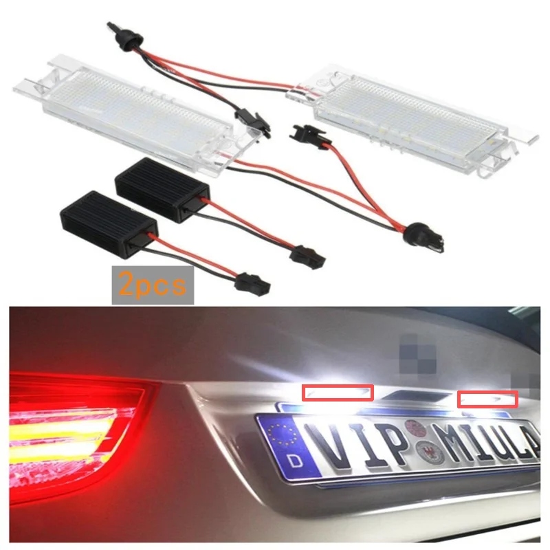 2Pcs 6000K White Canbus Error‑Free LED License Plate Lamps Plug‑and‑Play For Opel Vauxhall Astra H Corsa Zafira B Insignia A