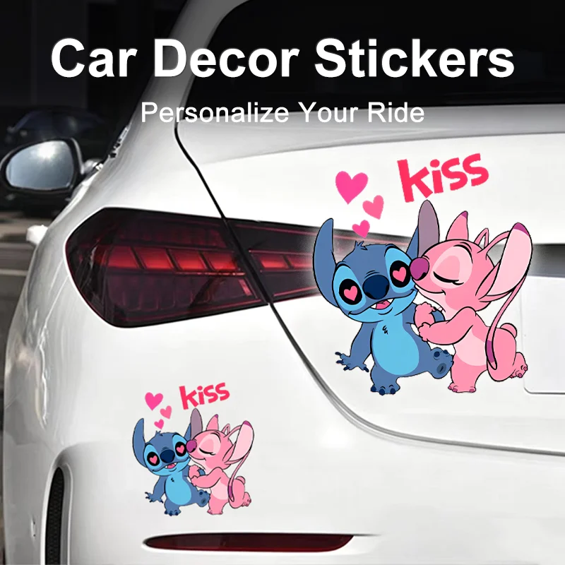 

Anime Stitch Car Stickers Wear-resistant PVC Decals for Safety Helmet Luggage Car Window Multi-purpose Ornament Stickers