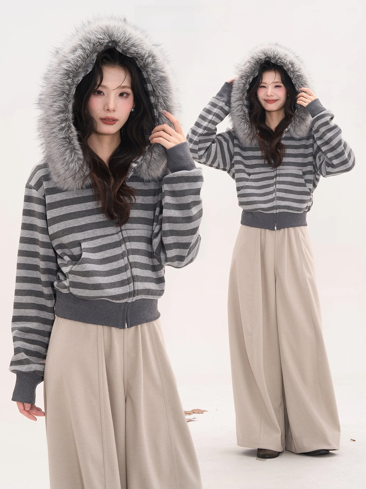 

Heme Flower Field Window Soft ort Lamb Fur Jaet Women's Sli Warm Collar Stand up Top for Autumn Winter Knitted Sweater