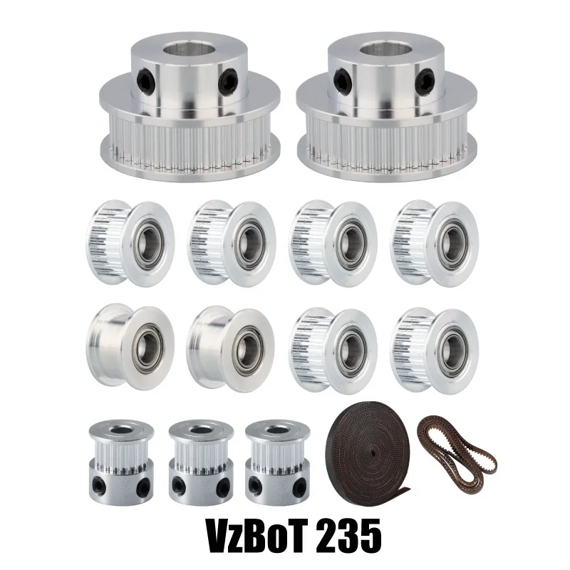 New 3D Printer VzBoT Vz235 GT2 Idler With 2GT Gates 6MM Belt Kit 20T Timing Pulley Bore 5mm 40T Bore 8mm 860MM Belt Loop