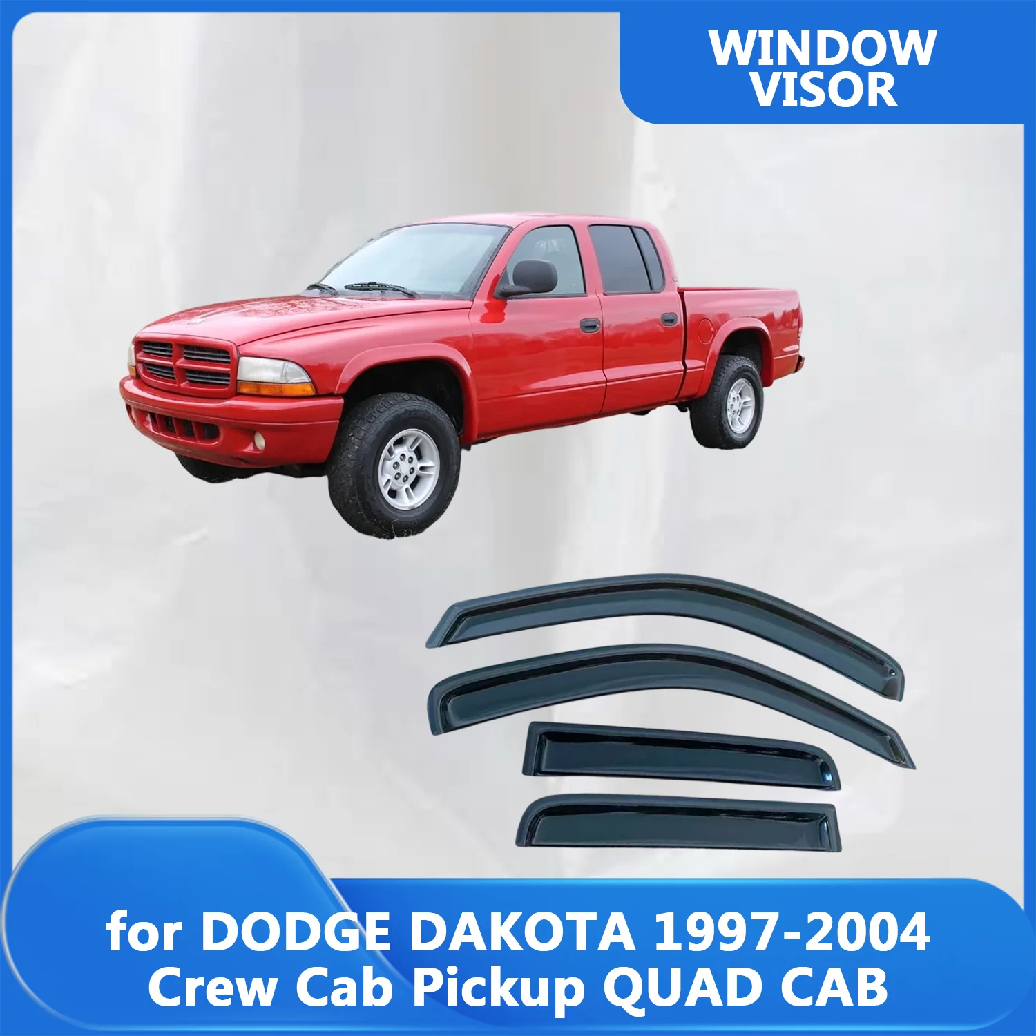 

Window Visor for DODGE DAKOTA 1997-2002 2003 2004 Crew Cab Pickup QUAD CAB Wind Deflectors Rain Guards Door Visor Vent Shades