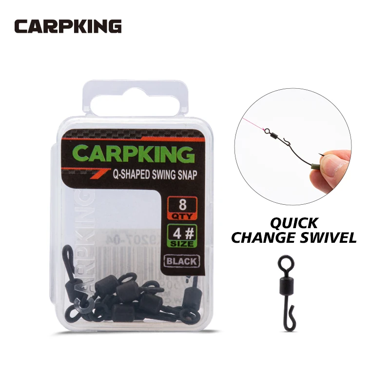 8 Pack Carpking Fishing Swivel Quick Change Swivel 5.1g Ball Bearing Snap Connector Fishing Tackle Carp Fishing Accessories