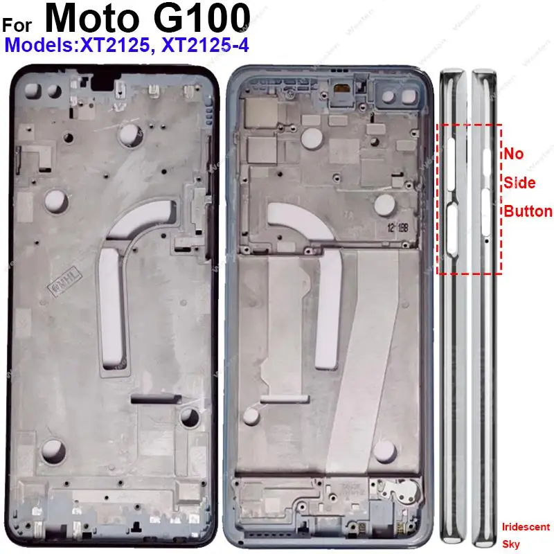 For Motorola G100 XT2125 XT2125-4 Middle Frame Cover LCD Bezel Panel Flex Cable with/without Light Flex AI Button Parts