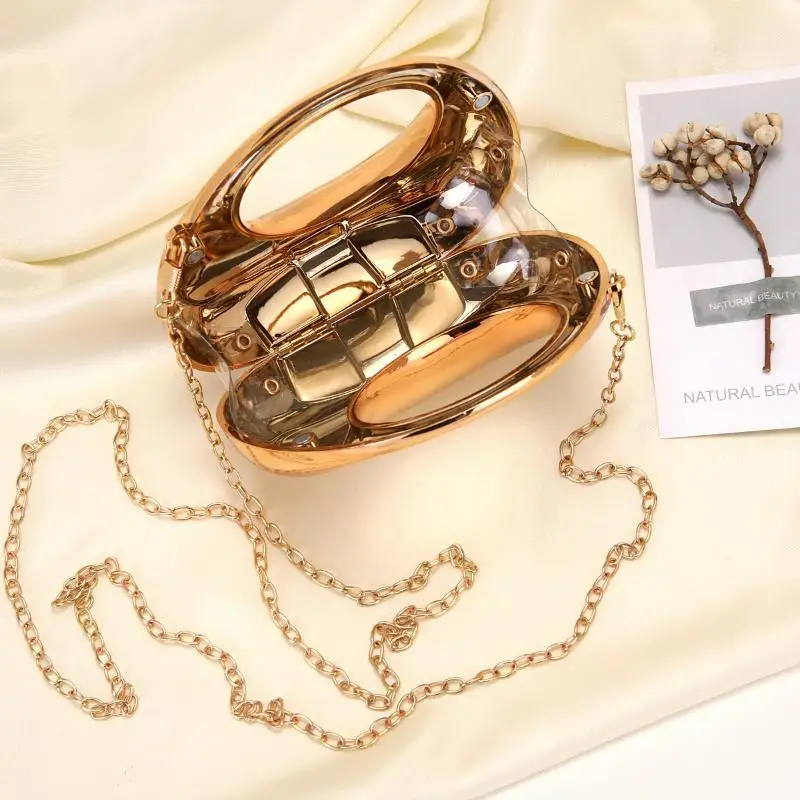Glänzende Metallic-PU-Hobo-Abendtasche mit oberem Griff und abnehmbarem Kettenriemen für Hochzeit, Cocktailparty, Abschlussball und Abendveranstaltungen – Detail 3