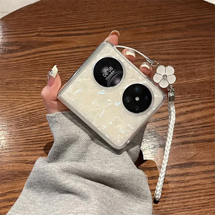 

For Huawei Pocket 2 Phone Case P50pocket Camellia Bracelet Shell Pattern Ultra-thin Treasure Box Folding Screen Protective Cover