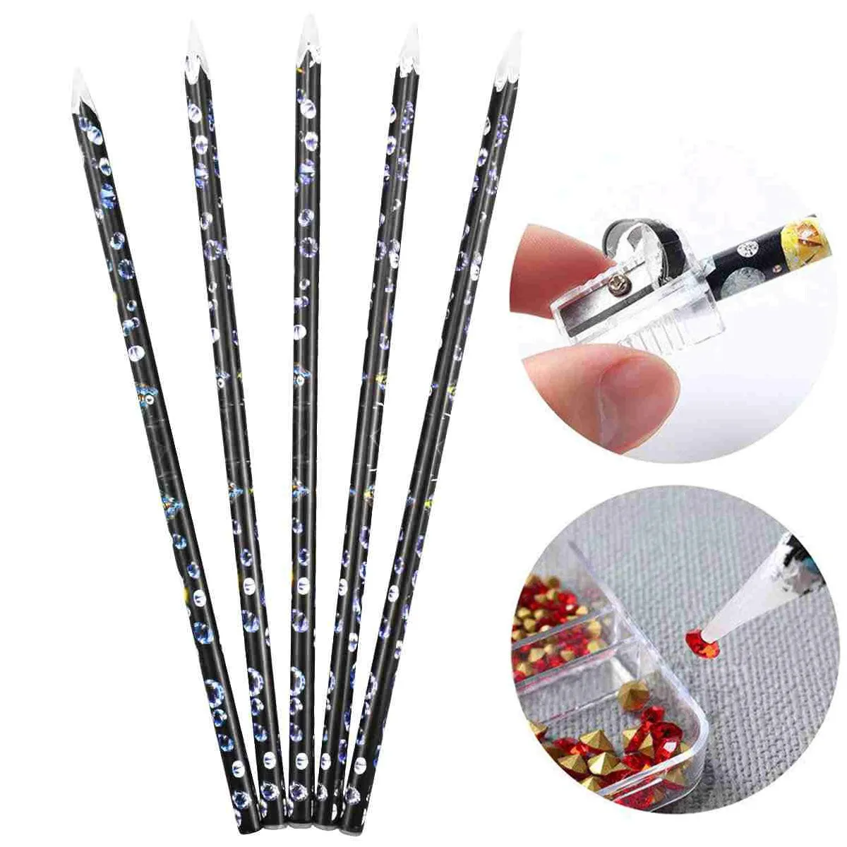 1/2/3/5PCS Nail Art Dotting Pencil Rhinestone Picker Contactless Pick Up Tool For Crystal Wax Pencil For Stones Nails Accessorie