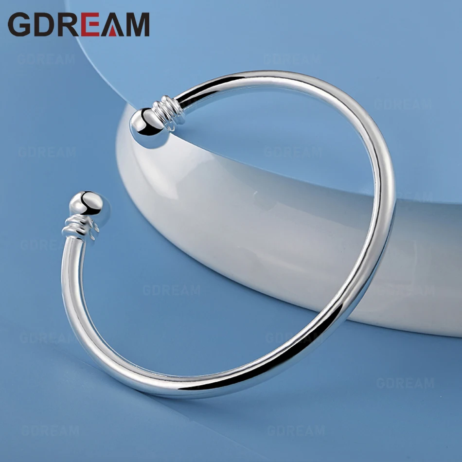 

GDREAM 925 Sterling Silver Round Open Bangle With A Fresh And Elegant Design, Perfect For Women'S Engagement Beads