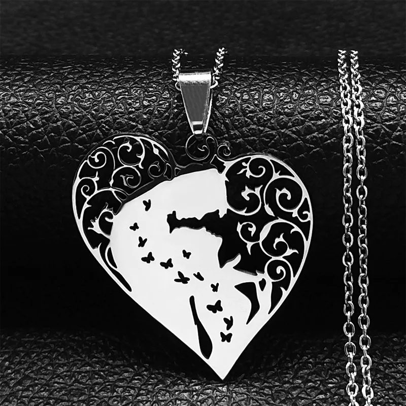 New style fashionable stainless steel heart-shaped mother and child pendant necklace, versatile for both men and women, collar c