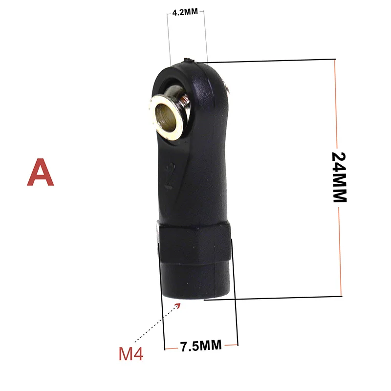 10 Stuks Plastic M4 Rod End Link Linkage Ballen Gezamenlijke Hoofd Voor 1/10 RC Auto Crawler Axiale SCx10 II 90046 TRAxxAS TRx4, EEN