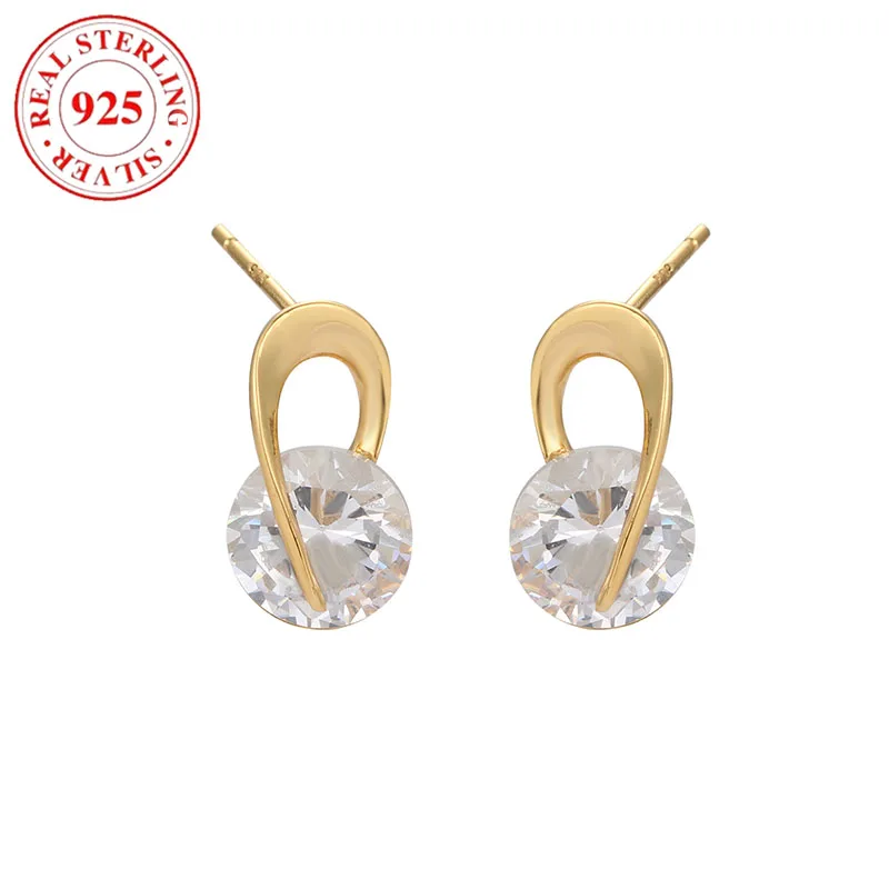 

925 Sterling Silver Round Zirconia Women's Earrings Hypoallergenic Suitable for Women's Party Elegant Fine Jewelry Gifts