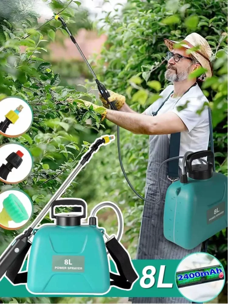 5L/8L Elektrischer Sprüher Automatischer Gartensprüher mit Sprühpistole USB-Aufladbares Bewässerungswerkzeug Ausgestattet mit 360 °   Drehbare, verstellbare Düse