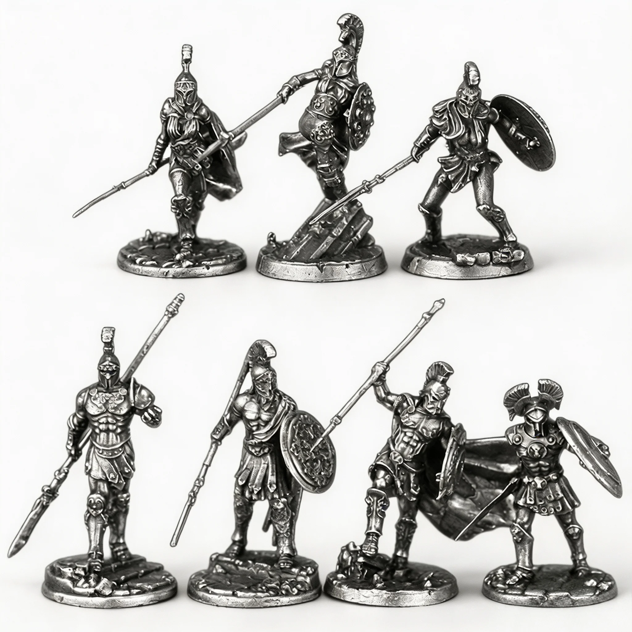 Metal military ancient Greek small soldier figurine toy chess piece display tabletop game collectible historical soldier
