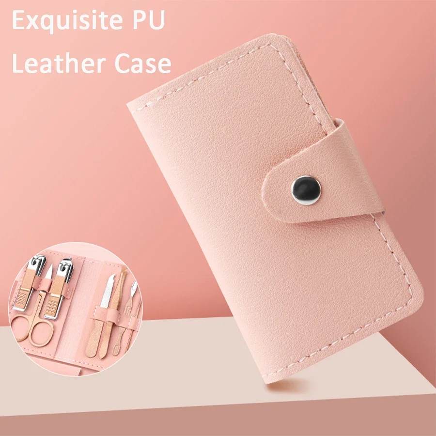 Set tagliaunghie portatile da 7 pezzi in acciaio inossidabile Kit completo di strumenti per manicure e bellezza per la casa Set tagliaunghie portatile