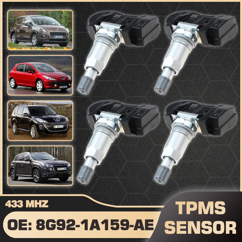 

8G92-1A159-AE For Peugeot 307 3008 2001-2015 Peugeot 4007 4008 2007-EOP Auto TPMS Tire Pressure Sensor Monitoring System 433 MHz