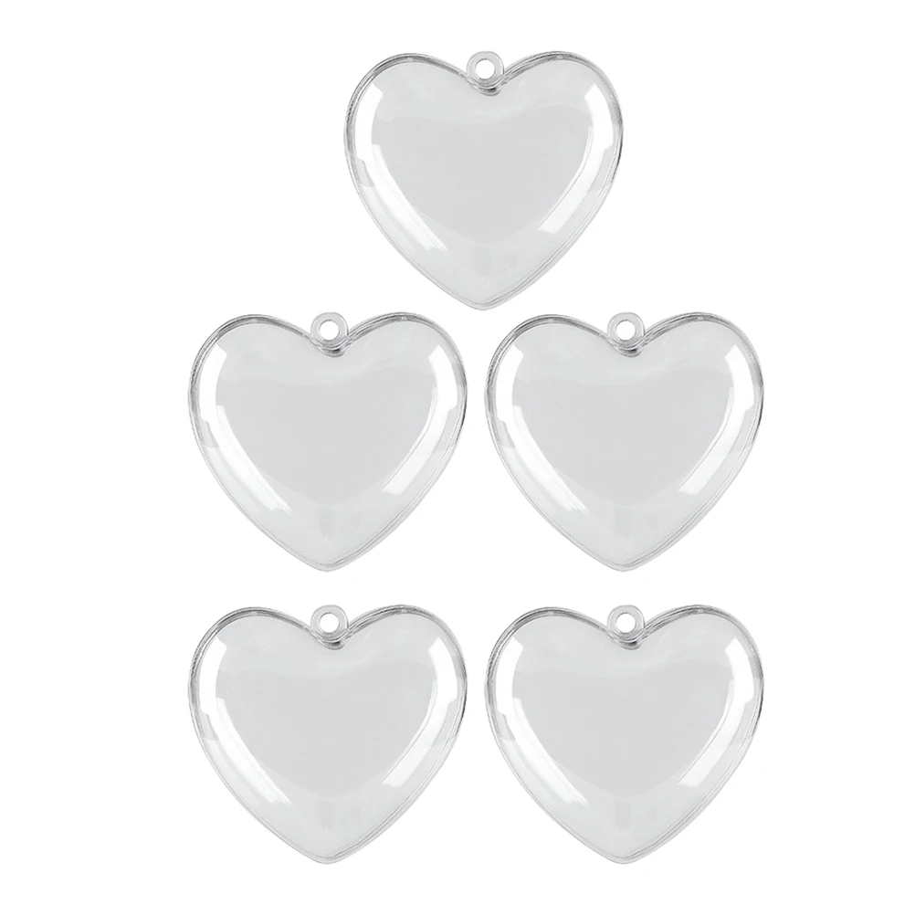 

5pcs Heart Shaped Transparent Decoration Box Clear Plastic Ornament Valentine Party Home Office Present Packaging Heart Ball