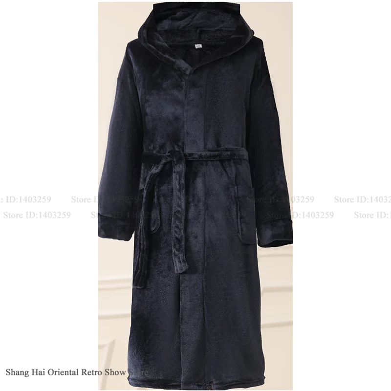 Autumn Winter New Sleepwear Home Clothes Thicken Coral Fleece Bathrobe Loungewear Flannel New Men's Hoode Robe Kimono Gown