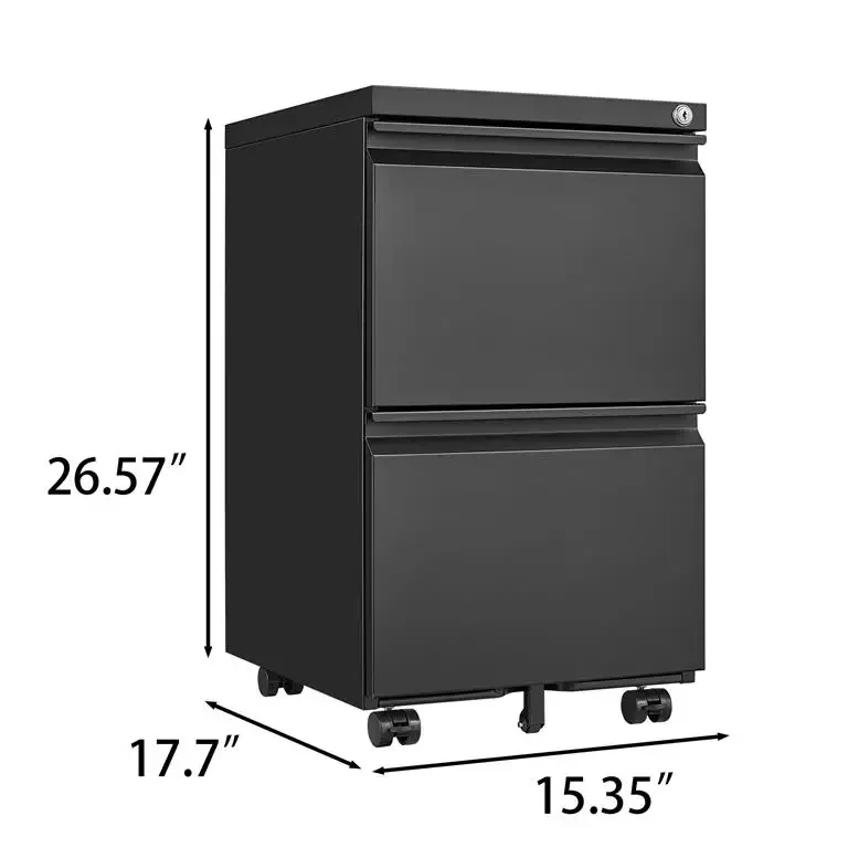 Mobile File Cabinet Metal Office 2 Drawer Storage Cabinet Mobile Pedestal US Steel For A4 Key Lock Office Furniture Modern