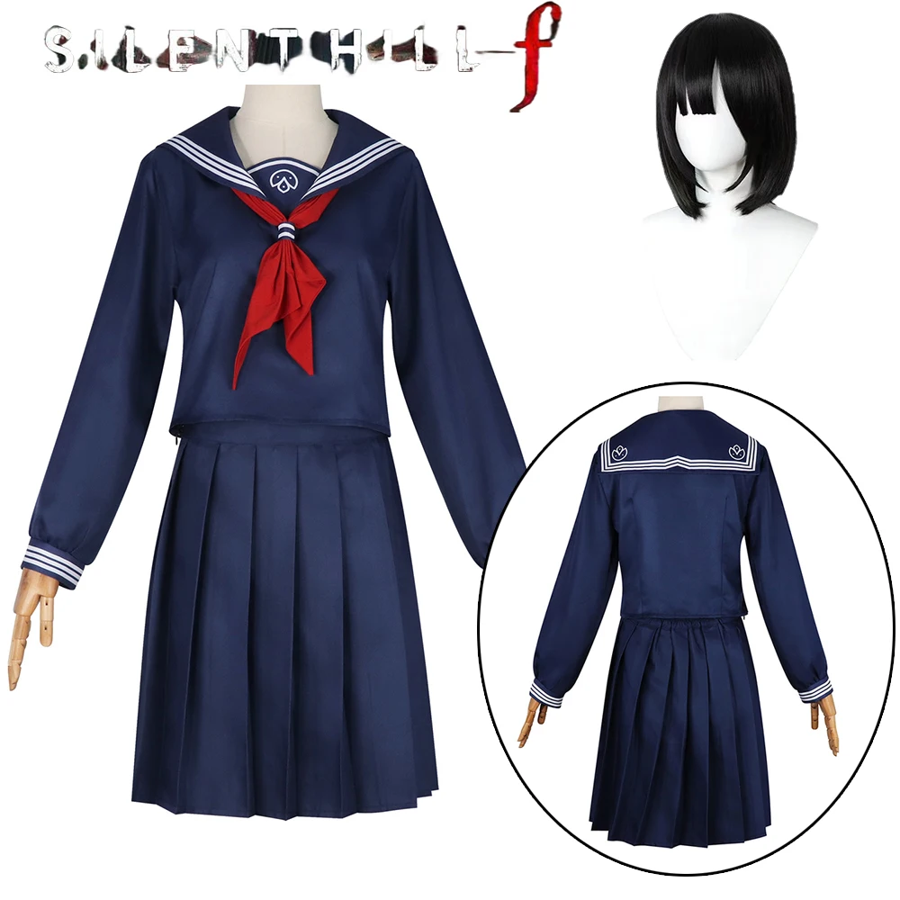 Juego Hinako Shimizu Cosplay disfraz peluca Tops falda calcetines Silent Hill F Shimizu Hinako uniforme escolar para mujer disfraces de Halloween