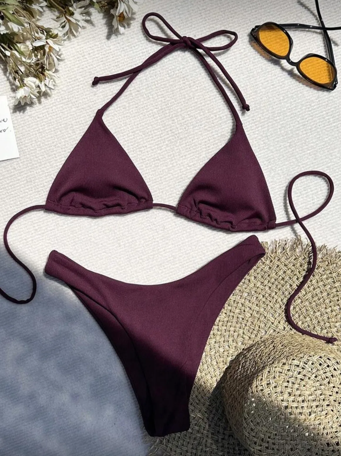 مثير الأرجواني عادي البيكينيات الصغيرة مجموعات قطعتين ثونغ التعادل الرسن المايوه ملابس السباحة conjunto دي بيكيني Tankini بحر biquini #1