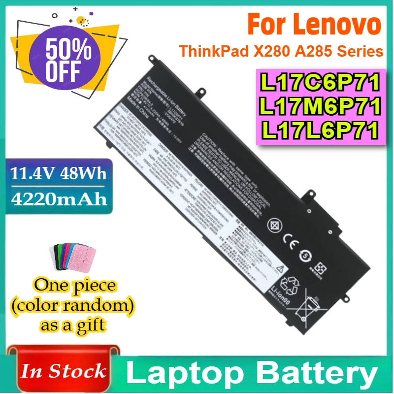 

11.4V L17C6P71 Laptop Battery for Lenovo ThinkPad X280 A285 Series SB10K97619 01AV470 01AV471 L17M6P71 L17L6P71 SB10K97617