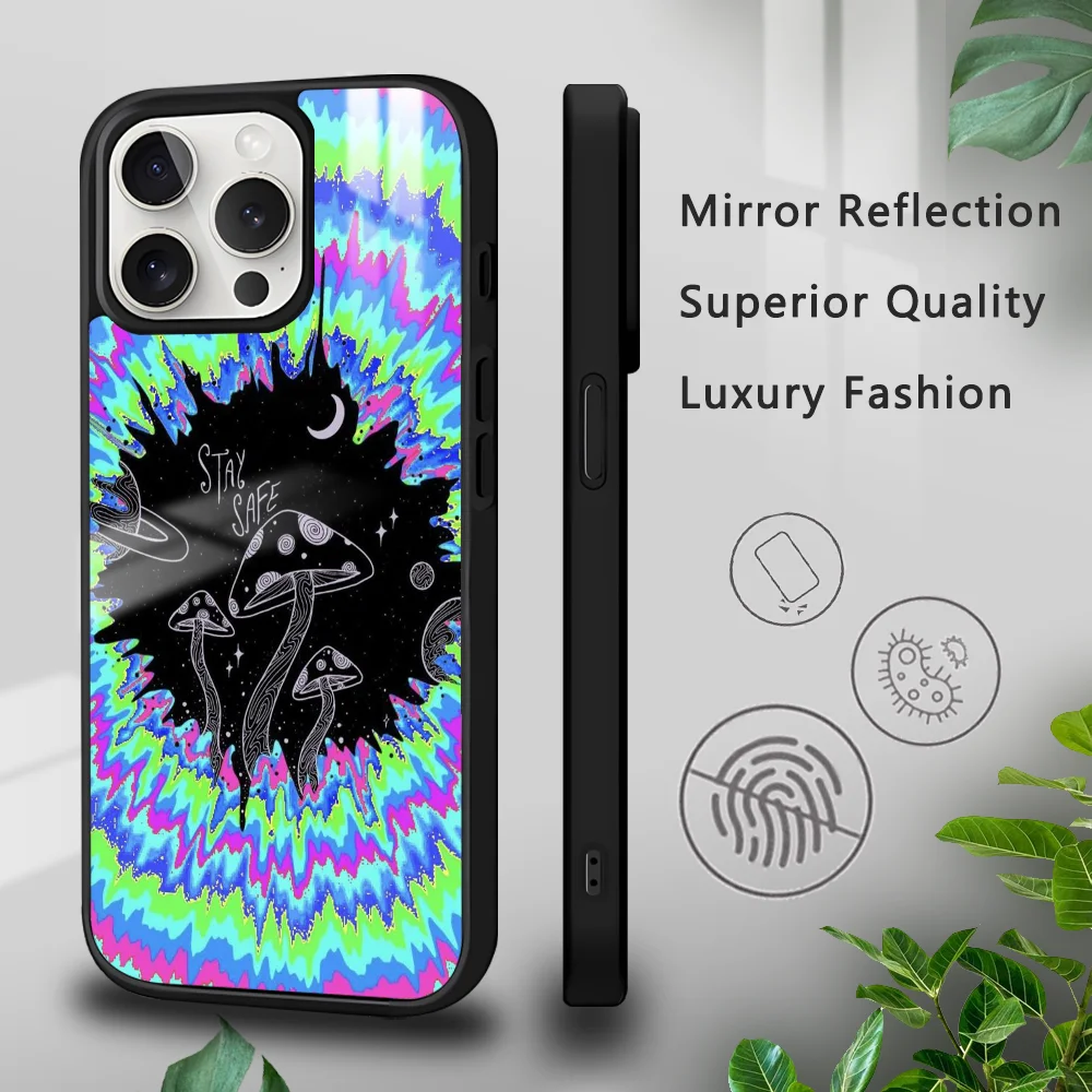 Psychedelic hippie aliens Art Phone Case For iPhone 16 15 14 13 12 11 Pro Xs Max Mini Plus Celulares Hard Funda