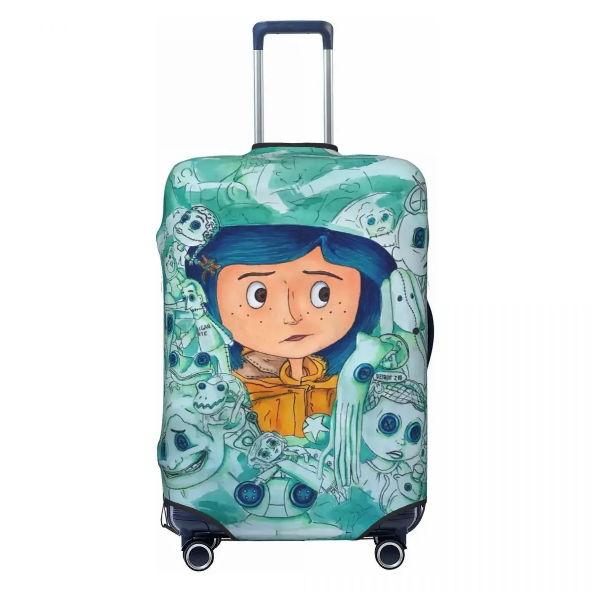 Custom Horror Halloween Movie Coraline Luggage Cover Elastic Travel Suitcase Protective Covers Suit For 18-32 inch