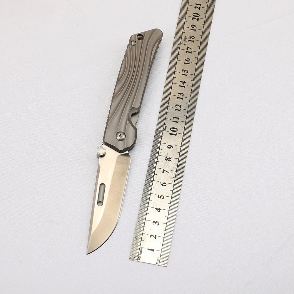 M390 steel blade folding knife titanium alloy handle outdoor camping fishing hunting knife EDC defense tool