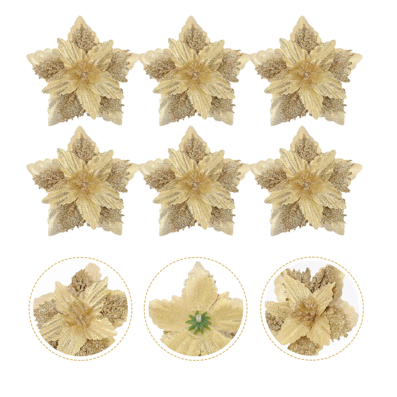 

8Pcs Christmas Flower Decoration Simulation Xmas Flower Decors for Tree Holiday Party Wedding Photography Decor