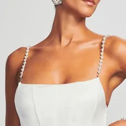 2pcs Flower Rhinestone Shoulder Strap Chain Jewelry for Women Sexy Bridal Wedding Body Bra Strap Dress Jewelry Accessories