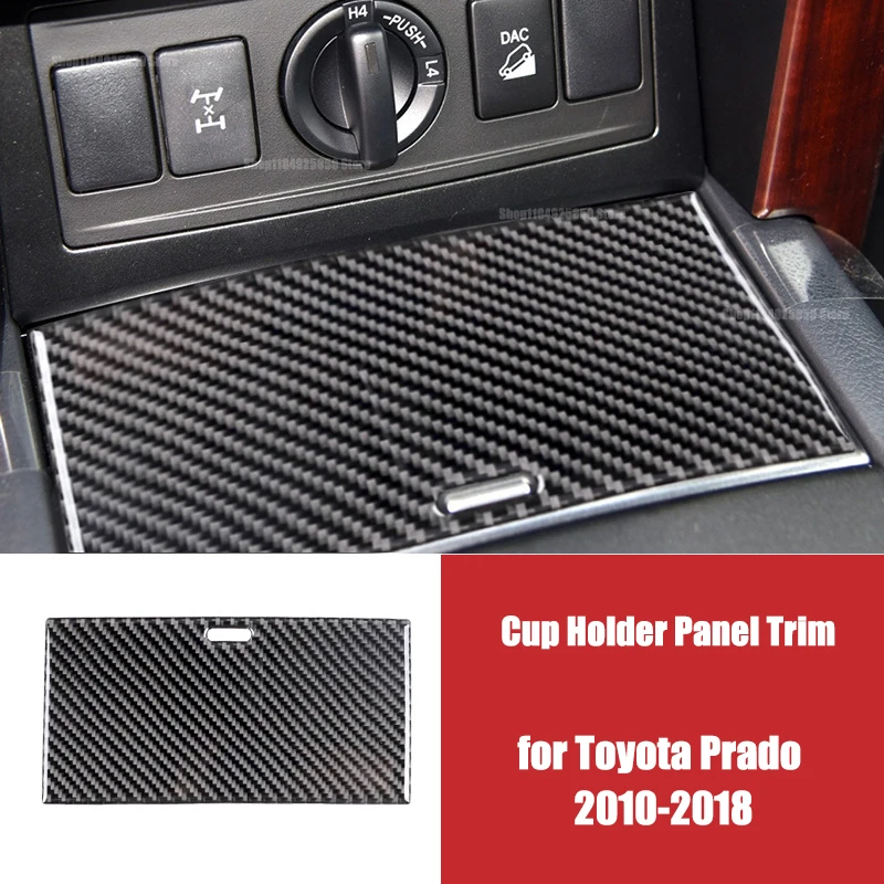 Carbon Fiber Cup Holder Panel Trim Sticker for Toyota Land Cruiser Prado 2010-2018 Interior Decoration Cover Accessories