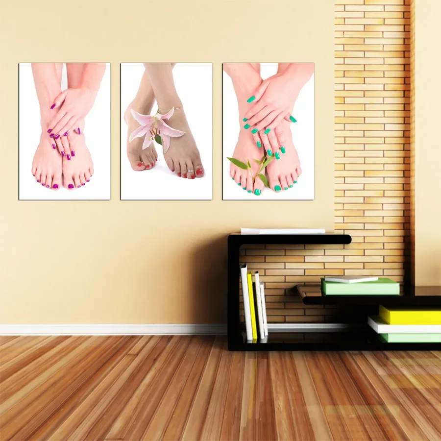 3 Pieces Foot Body Spa Nail Yoga Salon Massage Posters Pictures Canvas Wall Art HD Home Decor Paintings Living Room Decoration