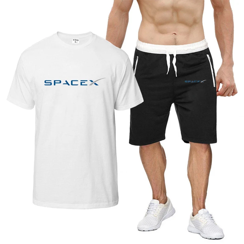 2024 SpaceX Space X hombres nueva alta calidad ocho colores de manga corta cómoda camiseta de moda Casual + pantalones cortos traje de impresión