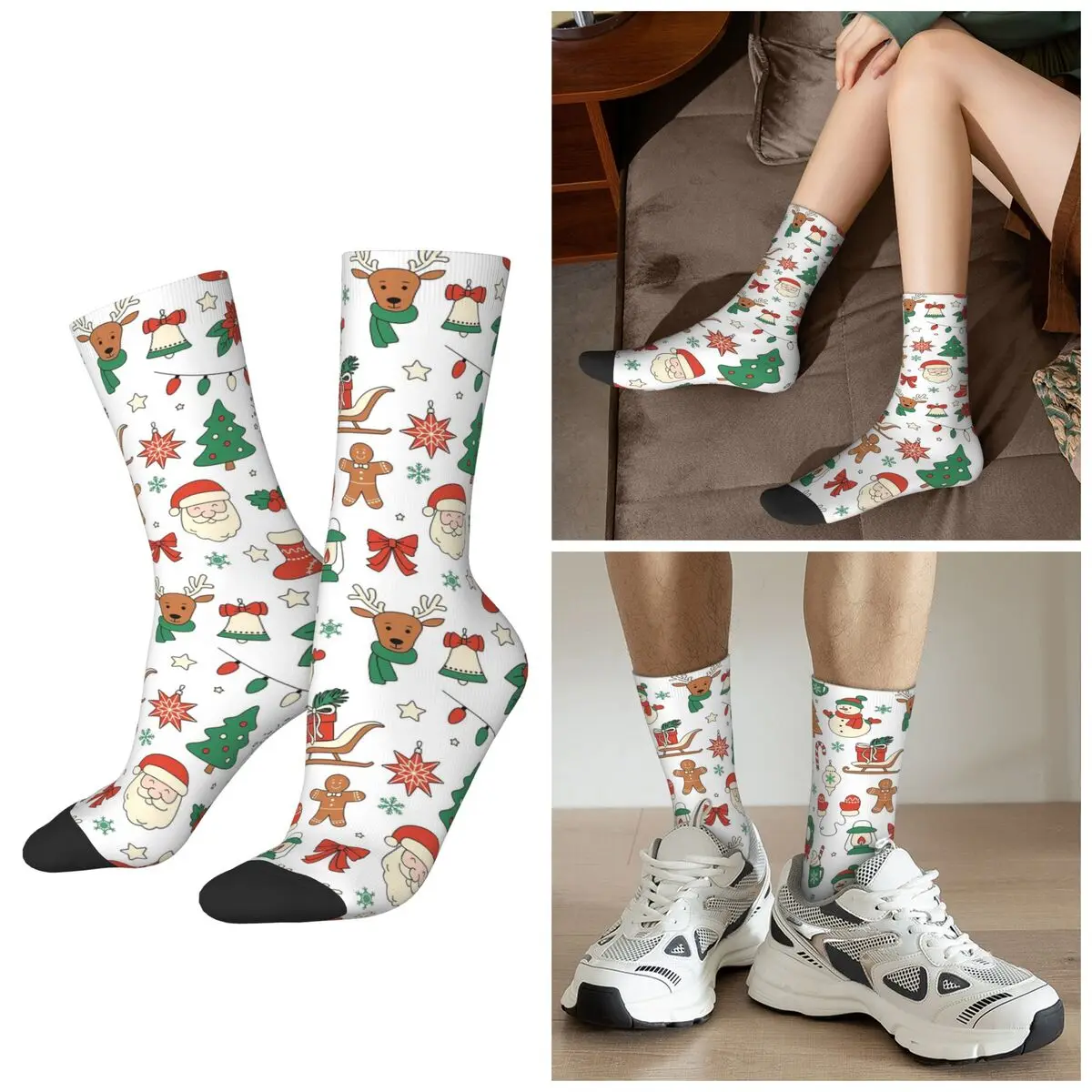 

Всесезонные Рождество. С Новым годом. Носки Санта-Клауса, спортивные носки в стиле Харадзюку, мягкие забавные чулки для мужчин и женщин, подарки