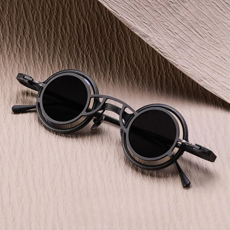 2026 Vintage Small Round Pure Titanium Sunglasses Men High End Magnetic Clip On Myopia Glasses Outdoor Driving Sports UV400 image 3